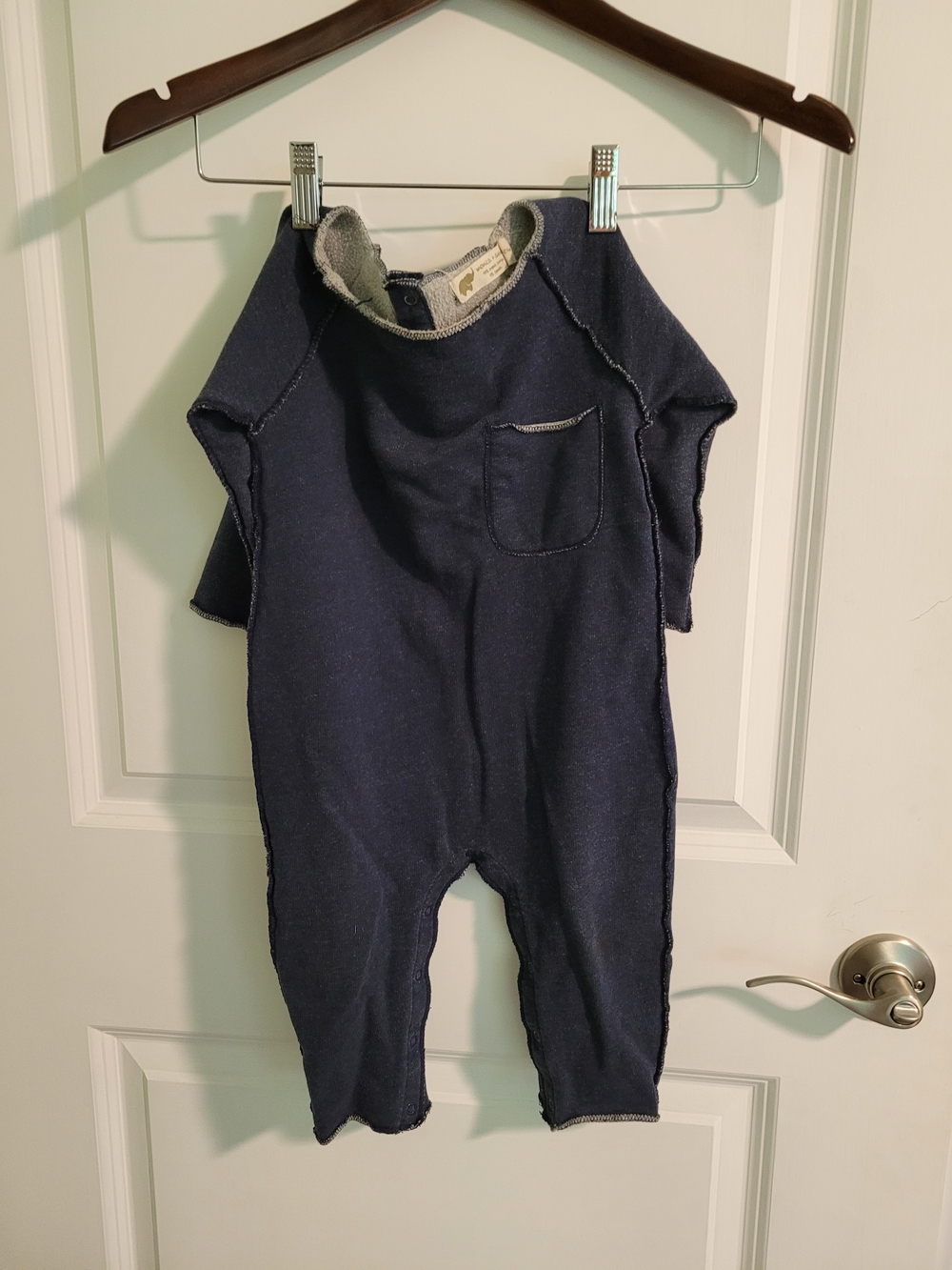 Navy Baby One-Piece Bodysuit with Chest Pocket Organic Cotton